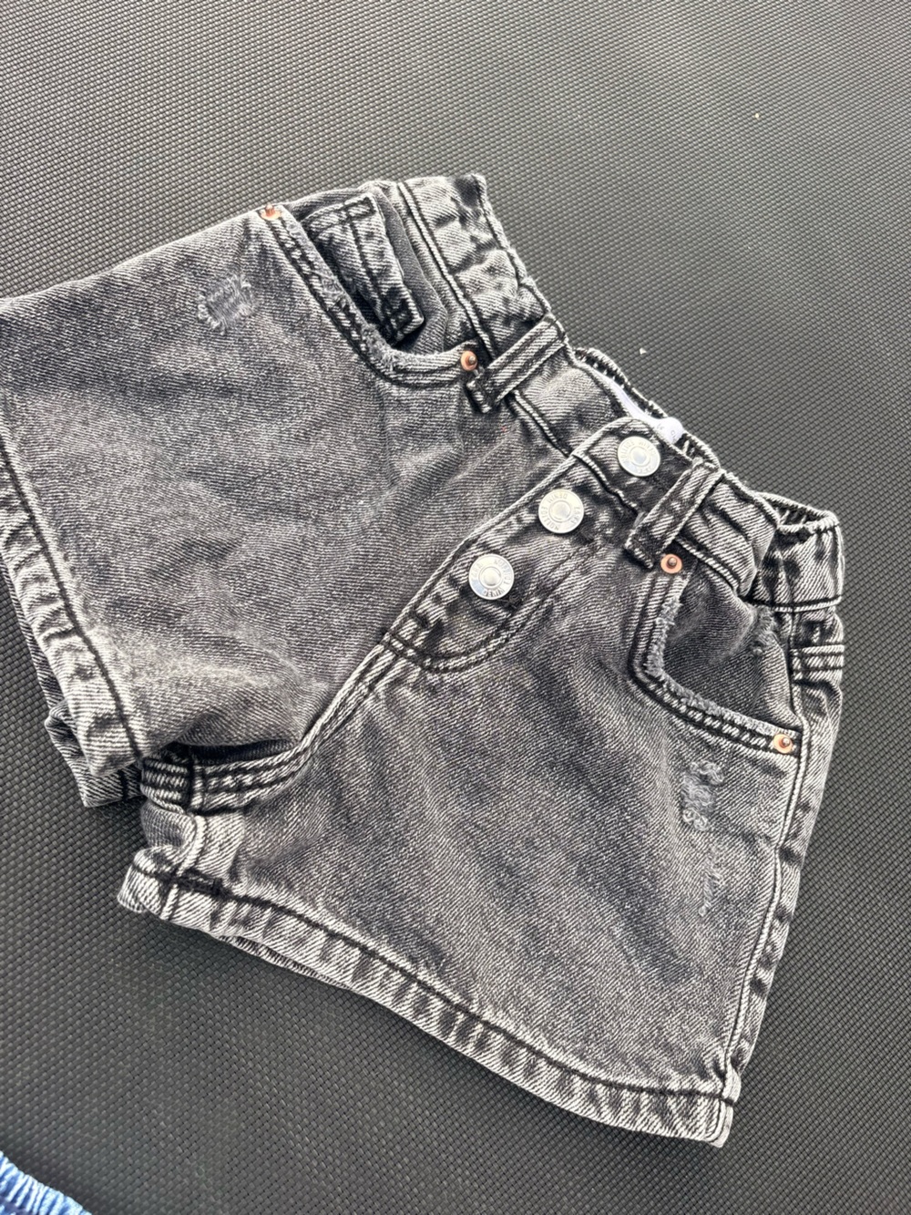 Zara Toddler Girl Black Washed Elastic Waist Denim Shorts